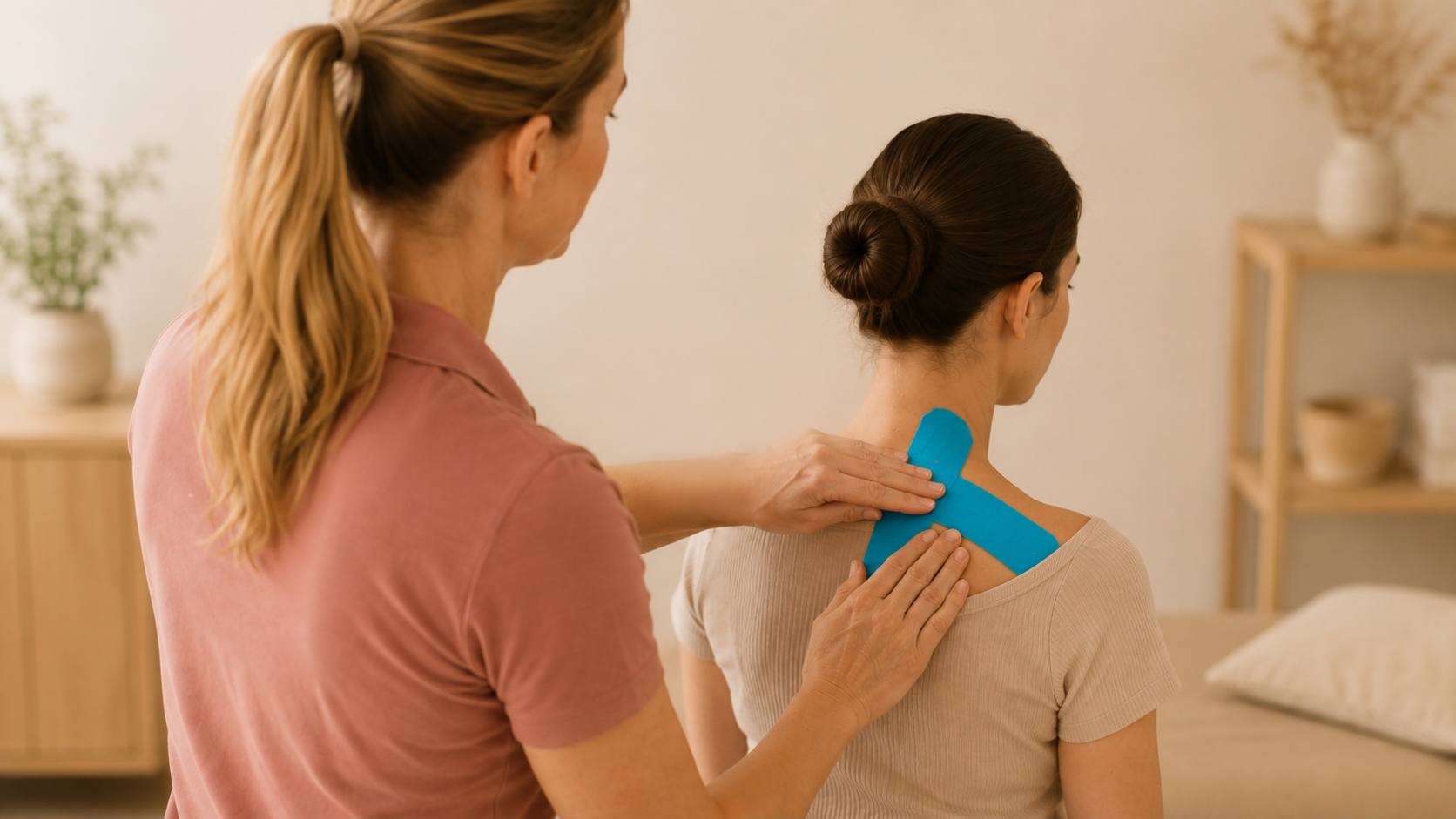 Anlage eines Kinesio-Tapes an der Schulter